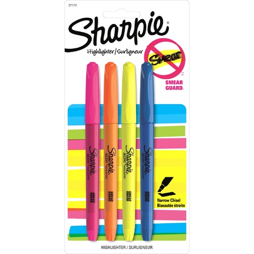 Sharpie Pocket Highlighter Markers Accent Assorted Colours - 4 Pack