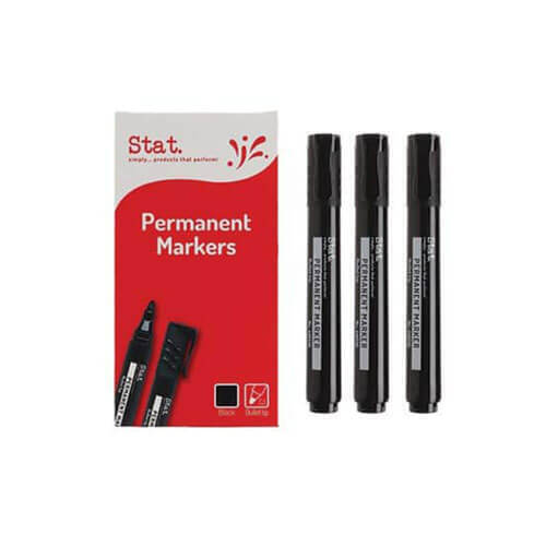 Stat BLACK Permanent Marker Bullet Tip 2mm 48006 - 12 Pack