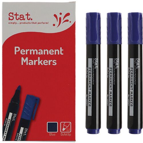 Stat BLUE Permanent Marker Bullet Tip 2mm 48007 - 12 Pack