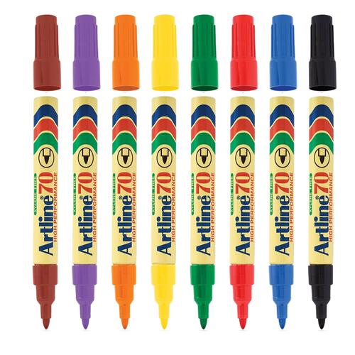 Artline 70 Permanent Marker 1.5mm Bullet Nib Assorted Colours 107041- 12 Pack