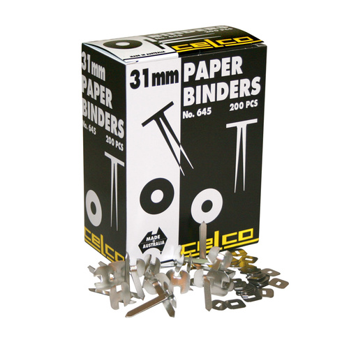 Celco 31mm Paper Binder Fastener Split Pins 645 - 200 Pack