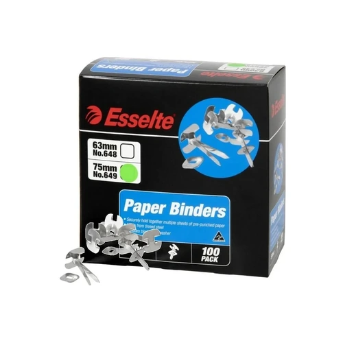 Esselte 63mm Paper Binder Fastener Split Pins 0006488 - 100 Pack