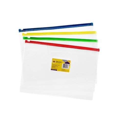 Marbig Data Document Case Envelope A4 Transparent With Zip 9008099 - Assorted