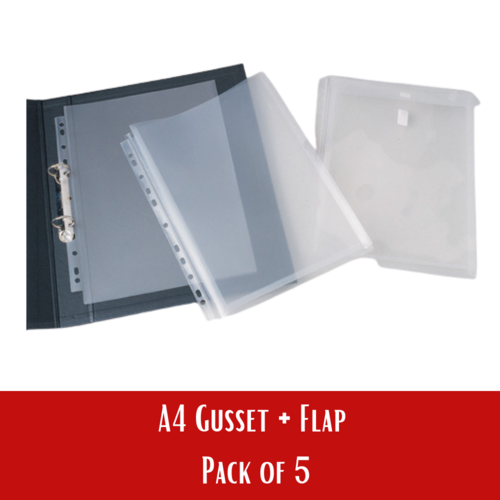 Colby Sheet Protectors A4 Gusset Flap PP Acid Free 286-Gpf - 5 Pack	