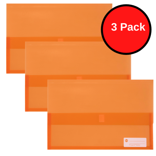 3 X Marbig A4/Foolscap Polypick Document Wallet 2310004 - Orange