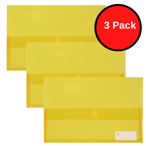 3 X Marbig A4/Foolscap Polypick Document Wallet 2310005 - Yellow