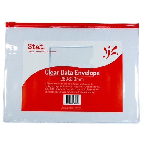 Stat Data Document File Envelope 283x210 - Transparent/Clear