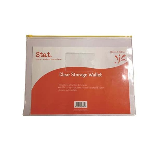 Stat Data Document File Envelope 330x240mm Zip Lock - Transparent/Clear
