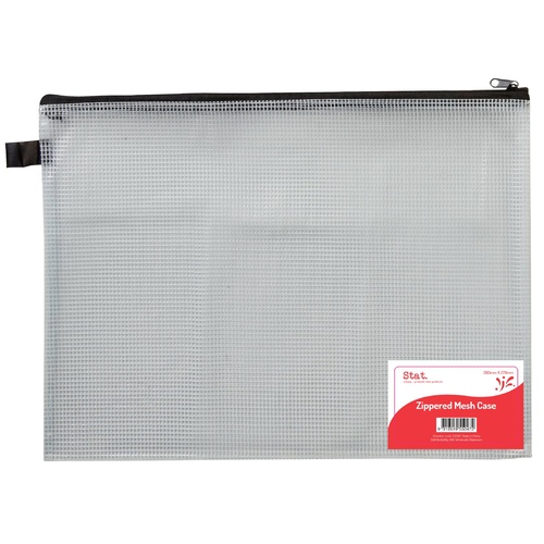 Stat Handy Mesh Pouch Data Case With Zip Closure 360 x 270mm  - Large