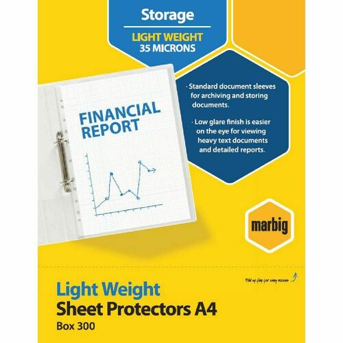Marbig A4 Sheet Protector Light Weight Portrait - 300 Pack 