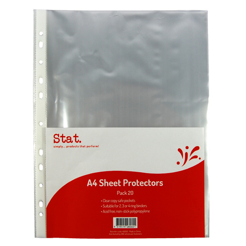 Stat A4 Sheet Protectors Clear Acid free - 20 Pack