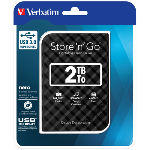 Verbatim Portable Hard Drive 2TB USB 3.0 Super Speed 53195
