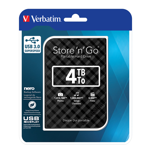 Verbatim Portable Hard Drive 4TB With 53223