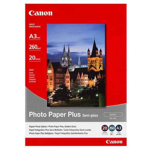 Canon Genuine A3 Photo Paper Semi Gloss Inkjet 260gsm SG-201 - 20 Pack