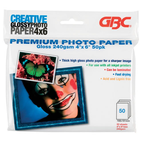 GBC Premium Photo Paper 4" x 6" Gloss 240gsm - 50 Pack