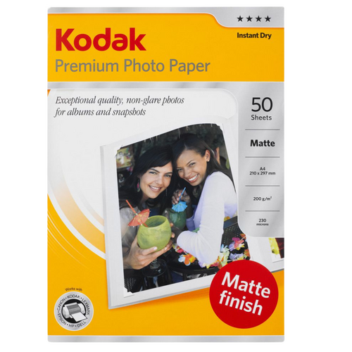 Kodak A4 Photo Paper Matte Premium 180gsm 75729 - 50 Pack