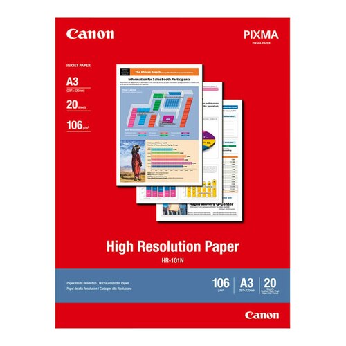 Canon Genuine A3 Photo Paper HR-101N High Resolution 106gsm - 20 Pack