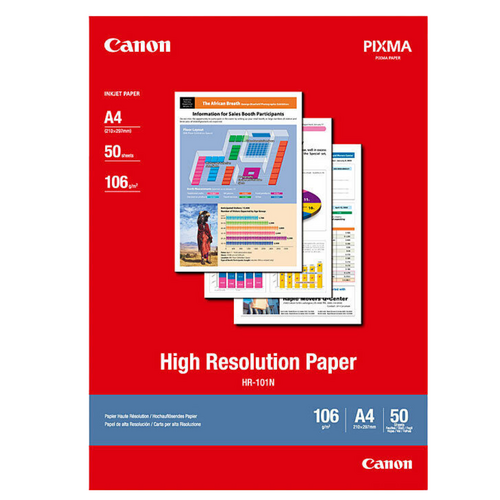Canon Genuine A4 Photo Paper High Resolution 106gsm HR-101N - 50 Pack