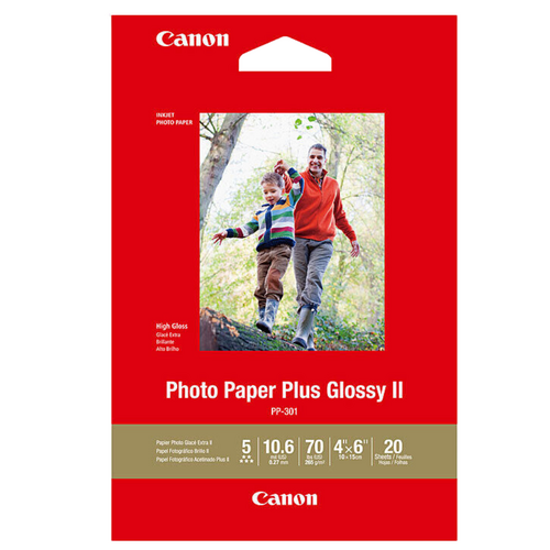 Canon Genuine 4x6 Photo Paper Plus Gloss II Inkjet 265gsm PP-301- 20 Pack