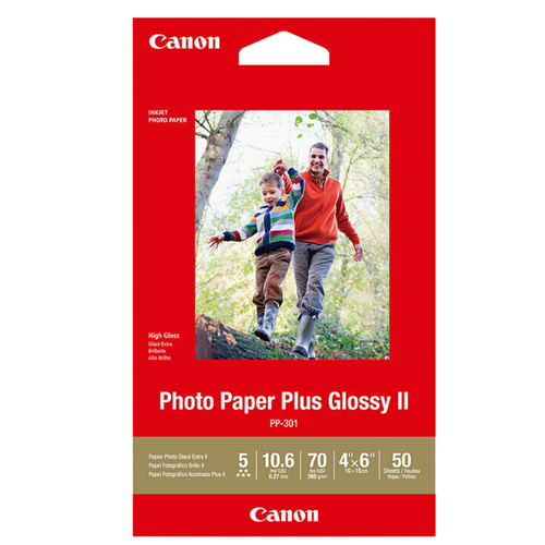 Canon Genuine 4x6 Photo Paper Plus Gloss II Inkjet 265gsm PP-301- 50 Pack