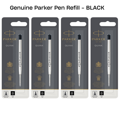 4 X Parker Ballpoint Pen Refill Broad Nib 1.3mm 1950366 - BLACK