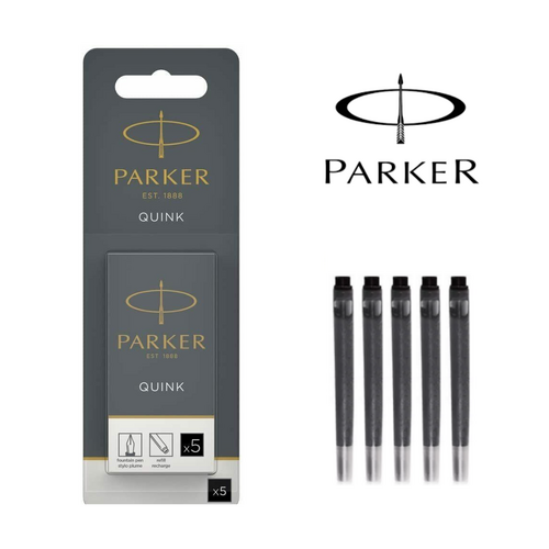 Parker Fountain Pen Refill Ink Cartridge Permanent 5/Pack 1950402 - Black