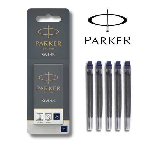 Parker Fountain Pen Refill Ink Cartridge Permanent 5/Pack 1950404 - Blue/Black