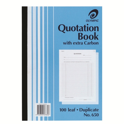 Olympic 650 A4 Quotation Quote Book Duplicate 100 Leaf - 142809