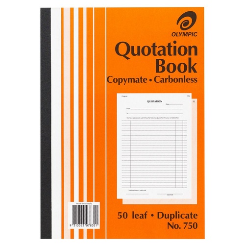 Olympic 750 A4 Carbonless Copy Quote Quotation Book - 142810
