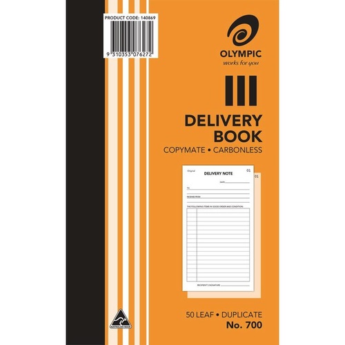 Olympic 700 Delivery Book 8 X 5" Carbonless Duplicate 100 Leaf