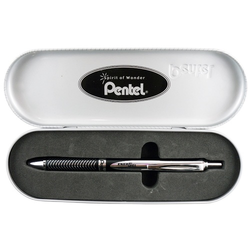 Pentel Energel BL407 Retractable Rollerball Pen Metallic Black - BL407A