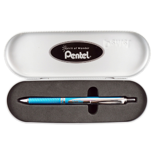 Pentel Energel BL407 Retractable Rollerball Pen Metallic Sky Blue - BL407S