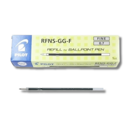 Pilot Ballpoint Pen Refill Fine 0.7mm RFNS-GG-F - BLACK - 12 Pack