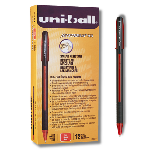 Jetstream UNI Rollerball Pen SX101 Medium 1.0mm RED - 12 Pack