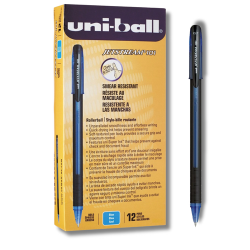 Jetstream UNI Rollerball Pen SX101 Fine 0.7mm BLUE - 12 Pack