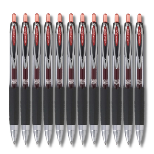 Uniball Signo Gell Rollerball Pen Retractable UMN207 RED - 12 Pack