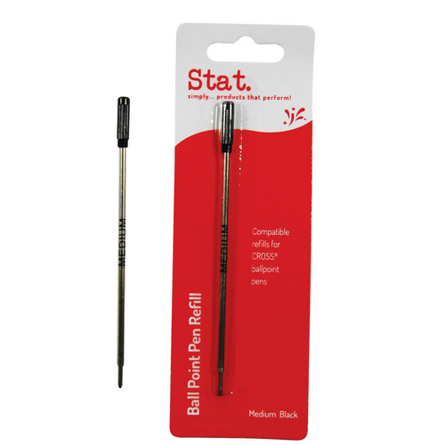 Stat Pen Refill Ball Point Medium Cross Style 04255 BLACK - 10 Pack