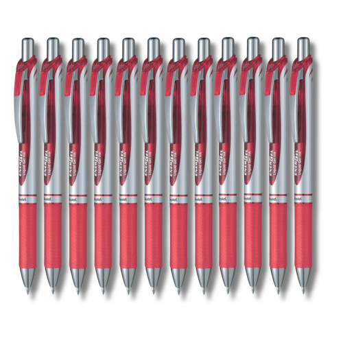 Pentel Energel Rollerball Pen Deluxe Retractable 0.7mm BL77 RED - 12 Pack