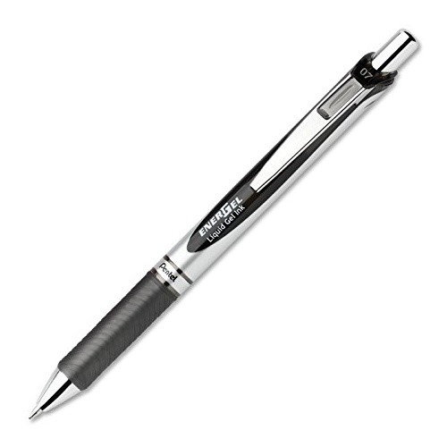 Pentel Energel BL77 Deluxe Retractable Rollerball Pen 0.7mm Black - 12 Pack