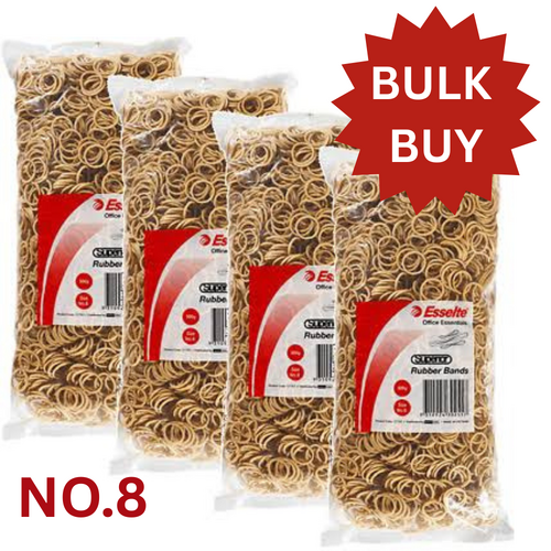 4 X Esselte Superior Rubber Bands Size No.8 500gm Bag - 37762