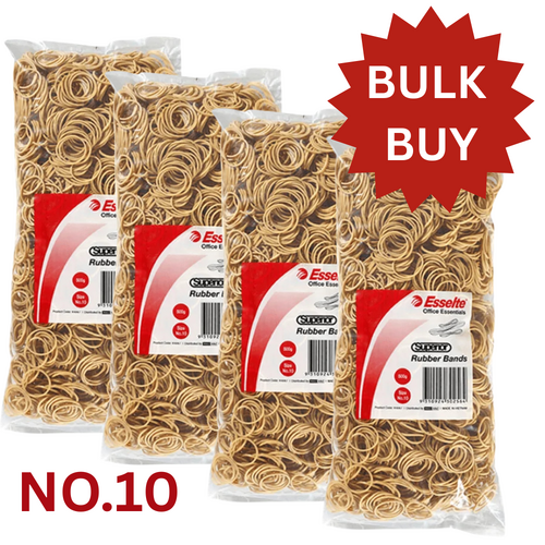 4 X Esselte Superior Rubber Bands 500gm Bag Size No.10 - 00110