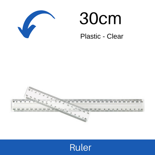 Ruler 30cm GNS Plastic School - Clear