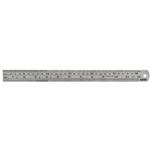 Kent Steel Ruler Imperial and Metric 30cm / 12 Inches - 0019470