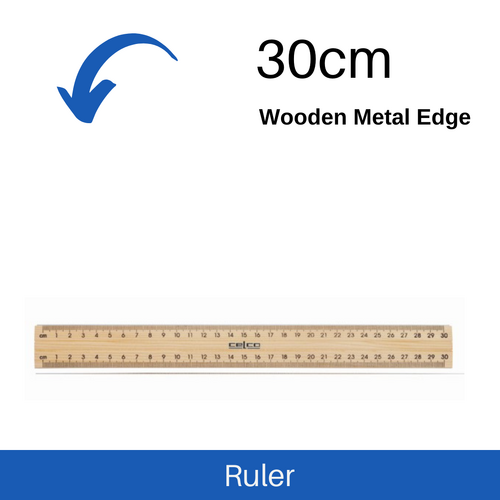Ruler 30cm Celco Metal Edge Wooden