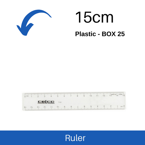 Ruler 15cm Celco Clear Plastic  - Box 25