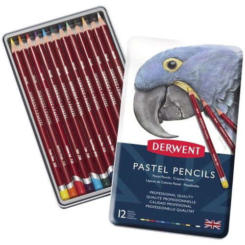 12 Derwent Pastel Pencils Set In Tin Case - R32991