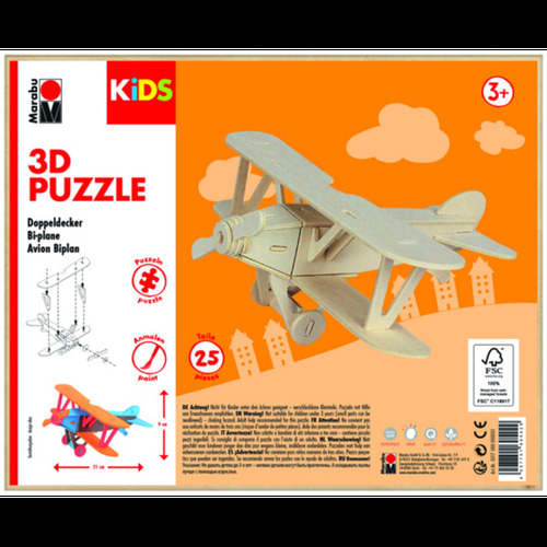 Marabu Kids 3D Timber Puzzle Set - Bi Plane