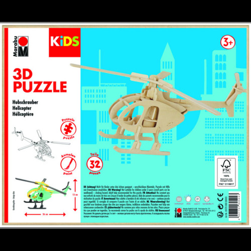 Marabu Kids 3D Timber Puzzle Set - Helicopter