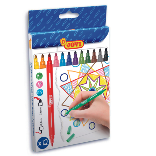 Jovi Double Ended Marker Felt Pens Assorted Colours JV01512 - 12 Pack