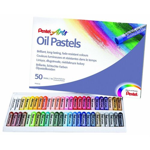 Pentel Oil Pastels Artist's Pastels VIVID Colours - 50 Pack